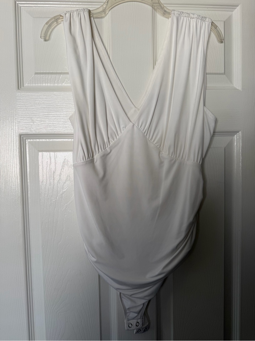 Express White V-Neck Draped Bodysuit